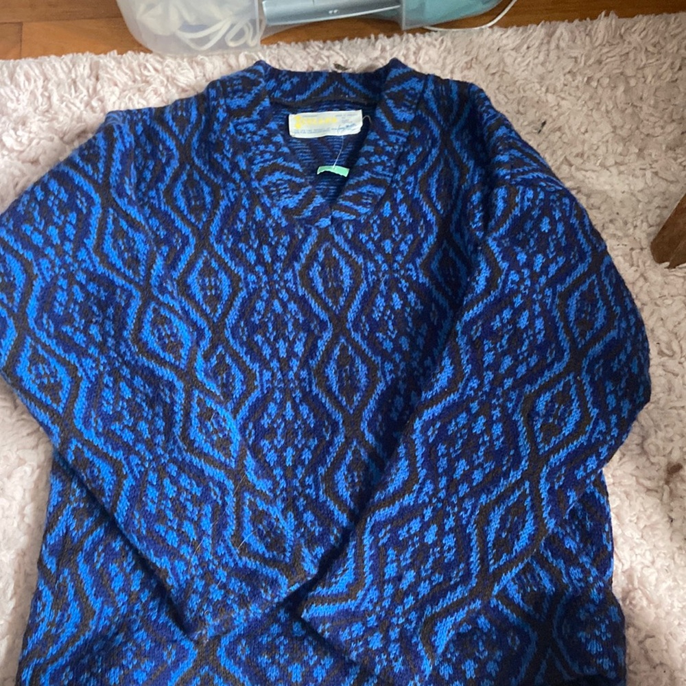 Blue and black chunky sweater